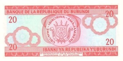 BURUNDI 20 FRANCS 2005 PICK 27d.4 S/C - Imagen 2