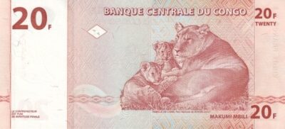 REPUBLICA DEMOCRATICA DEL CONGO 20 FRANCS 1997 PICK 88A S/C - Imagen 2